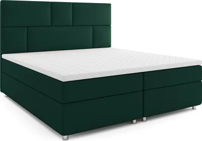 Produktbild von MR GROUP Boxspringbett mit Bettkasten SOLAN 160 x 200 cm, H3, Samtstoff, Polsterbett mit Matratze und Topper Doppelbett Bett für Schlafzimmer, grün