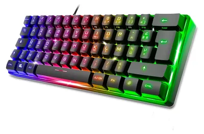 Obrázok produktu pre Herná klávesnica, 60% formát, kompaktná, čiastočne mechanická - 62 kláves, RGB podsvietenie