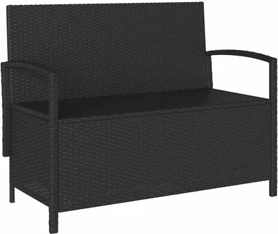 Immagine prodotto di Panca Portaoggetti da Giardino con Cuscino in Polyrattan Nero