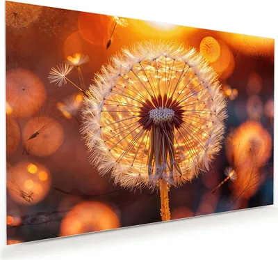 Produktbild von Glasbild 120x80cm in XXL für Wohnzimmer, Schlafzimmer Motiv Leuchtender Loewenzahn