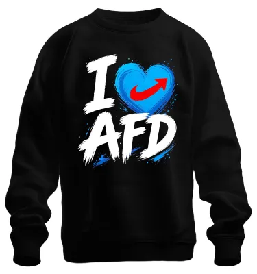 Produktbild von I Love AfD Blaues Herz Patriot Statement Sarkasmus Wahlkampf Sweatshirt Pullover, Schwarz, S
