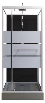 Produktbild von Dusche Komplett MARWELL Komplettdusche Fertigdusche Dusy 90 x 90 x 225 cm - komplett Set inkl. Duschwanne und Armatur - Runddusche mit Fronteinstieg