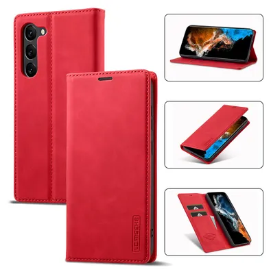 Produktbild von Galaxy S23+ Hülle, Standfunktion Kartenfach Wallet Leder Schutzhülle für Samsung Galaxy S23+ Rot