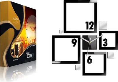 Produktbild von ModernClock, wanduhr groß, Quadrat 48cm x 42cm, wanduhr modern, Wanduhr DIY