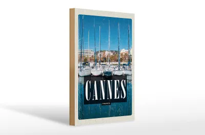 Produktbild von Holzschild Reise 20x30cm Retro Cannes France Meer Urlaub