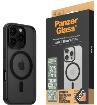 Produktbild von PanzerGlass ® HardCase Transparent m. Schwarz MagSafe & Rahmen iPhone 16 Pro, Cover, Apple, Apple - iPhone 16 Pro, Schwarz