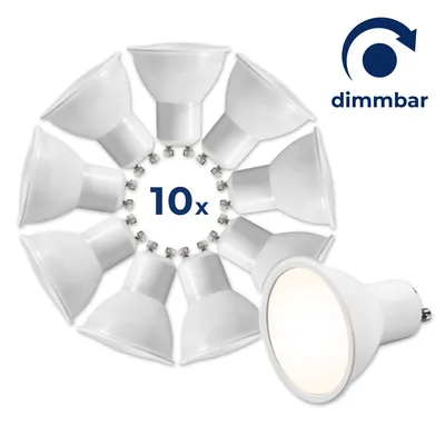 Produktbild von McShine - LED Strahler GU10 Neutralweiß | MS-60dimm | LED-Leuchtmittel 6W, 510lm 4000K, Abstrahlwinkel 120° PAR16 LED Lampe ersetzt 50W Halogen Leuchtmittel, 10 Stück