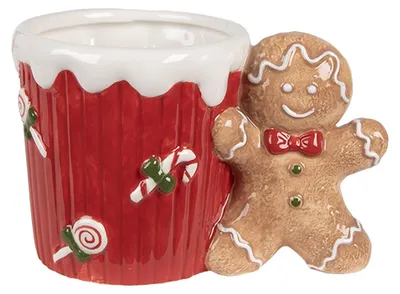 Produktbild von Clayre & Eef Tasse Pfefferkuchenmann 350 ml Rot Braun Keramik