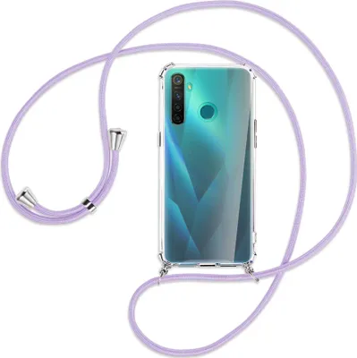Produktbild von Handykette Backcover-Schutzhülle mit Band (Metall silberfarben) für Realme 5 Pro - violett