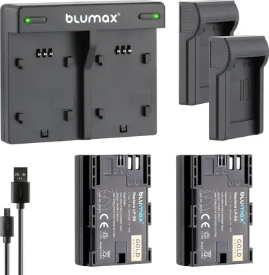 Produktbild von 2x Akku + Lader für Canon LP-E6 EOS R5 R6 5DS 90D 7D  LP-E6N 2040 mAh (7,4V)