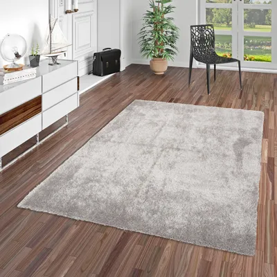 Produktbild von Luxus Hochflor Langflor Teppich Bilbao Silbergrau, Größe:160x160 cm
