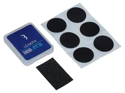 Zdjęcie produktu dla BBB Cycling LeakFix, Zestaw naprawczy, Rura wewnętrzna, Łatka bez kleju, Okrągły, 43 mm, 52 mm