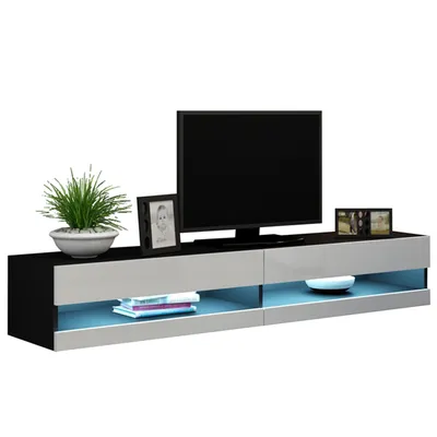 Produktbild von TV Lowboard 180 GOVI NEW VG9C schwarz / weiß hochglanz