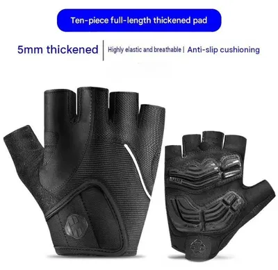 Productafbeelding van Fiets handschoenen - Model G093 - Halfvinger - Schokdempend - Antislip - Dames - Maat L - Zwart