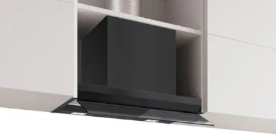 Bosch Serie 6 DBB67DP60, Integrierte Designhaube, 60 cm, Klarglas schwarz bedruckt, Mattschwarz, Gesamtansicht