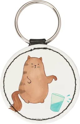 Produktbild von Mr. & Mrs. Panda Schlüsselanhänger Katze Wasserglas - Weiß - Geschenk, Anhänger, Cats, Cat, Katzenmotiv, Taschenanhänger, klein, Taschenbaumler, Wasser, Bunt, Katzen