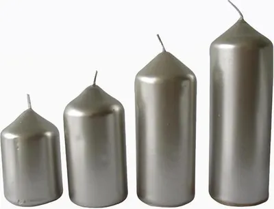 Obrázok produktu pre Sviečka adventná strieborná 4 veľkosti, priemer 4 cm