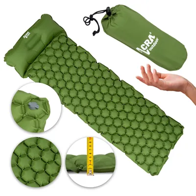 Obrázek produktu pro Nafukovací karimatka 190x58x5cm zelená s polštářkem