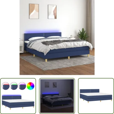 Produktbild von The Living Store Boxspringbett mit Matratze & LED Blau 180x200 cm Stoff
