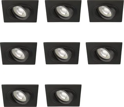 Produktbild von 8-er Set Lybardo LED-Einbauleuchte - Einbauleuchte Wien - Kippbar - Quadratisch - Sand Schwarz