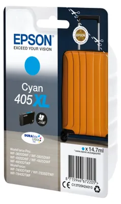 Produktbild von Epson 405XL - 14.7 ml - XL - Cyan - original - Blister mit RF- / akustischem Alarmsignal - Tintenpatrone - für WorkForce WF-7310, 7830, 7835, 7840, WorkForce Pro WF-3820, 3825, 4820, 4825, 4830