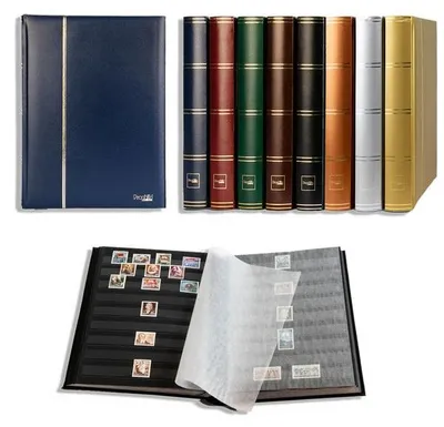 Produktbild von Prophila Collection 64 Schwarze Seiten Briefmarkenalbum Einsteckbuch wattierter Blauer Einband