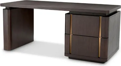 Produktbild von Casa Padrino Luxus Massivholz Schreibtisch Mokka / Messing 180 x 80 x H. 76 cm - Bürotisch - Computertisch - Büro Möbel - Luxus Möbel - Luxus Einrichtung - Büro Einrichtung - Luxus Qualität