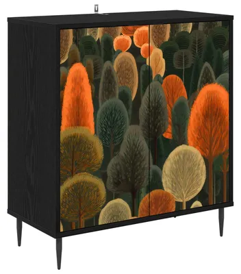 Immagine prodotto di Mobiletto ZAANDAM, colore nero, in legno di quercia, dimensioni 69 x 33 x 76 cm. Materiale: legno ingegnerizzato