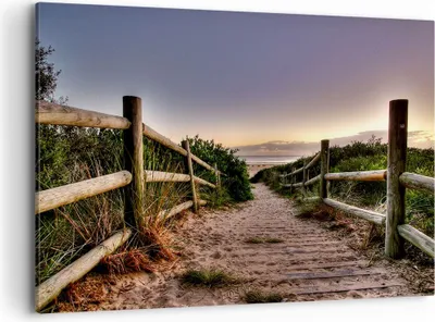 Produktbild von Bild auf Leinwand - Leinwandbild - Pfad Landschaft Himmel - 120x80cm - Wand Bild - Wanddeko - Leinwanddruck - Bilder - Kunstdruck - Wanddekoration - Leinwand bilder - Wandkunst - AA120x80-0143