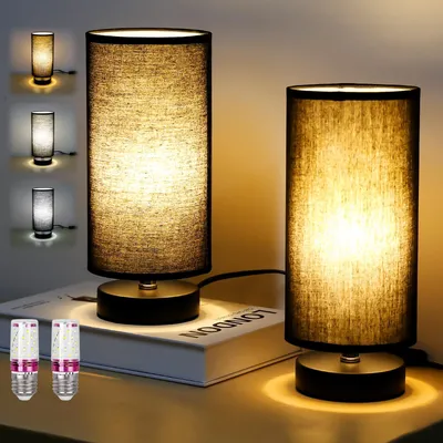 Tischlampen Set 2er, E27, schwarz, mit Kabelschalter, 35 cm
