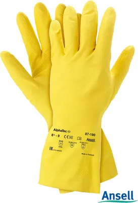 Produktbild von Ansell Gummihandschuhe 100% Naturkautschuk gelb 9/L