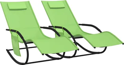 Obrázok produktu pre vidaXL Hojdacie lehátka 2 ks Zelená oceľ a textil