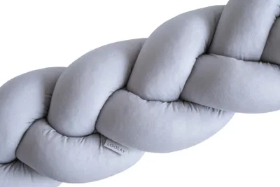 400 cm GRAU Geflochtenes Kissen Zierkissen Dekokissen Bettschlange Bettumrandung Zugluftstopper