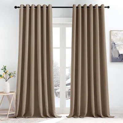 Zdjęcie produktu dla Zasłona termoizolacyjna, zaciemniająca, z przelotkami, kolor cappuccino, zestaw 2 sztuk, wymiary: 245 cm (wysokość) x 200 cm (szerokość)