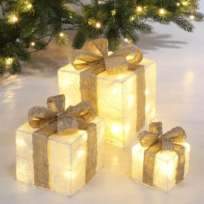 Produktbild von HI LED-Geschenkboxen mit Goldenen Schleifen 3 Stk.