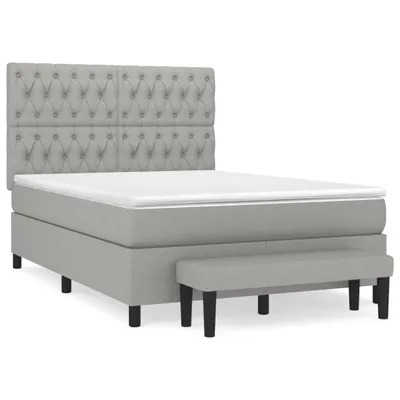 Image de Sommier à lattes de lit avec matelas Gris clair 140x190cm Tissu