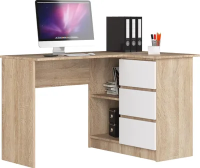 Obrázok produktu pre AKORD Furniture Factory IP0P3SDAB0011, Priamy, Obdĺžnikový tvar, Matný, Biela, Dubová farba, 3 zásuvka/zásuviek, 850 mm