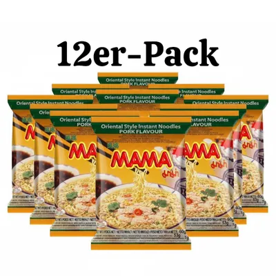 Produktbild von 12er-Pack MAMA Instantnudeln Schwein 60g