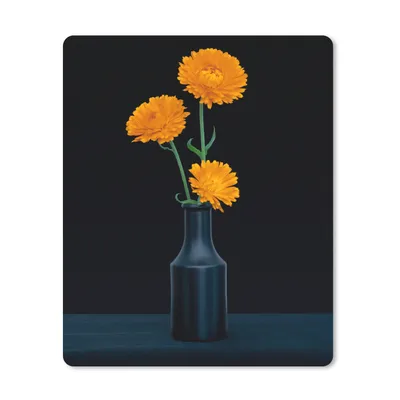 Produktbild von MuchoWow® Mauspad Mousepad Vase - Blumen - Orange 19x23 cm - Mousepads - Maus Mat - Pad - Mausunterlage - Mauspads - Spielen