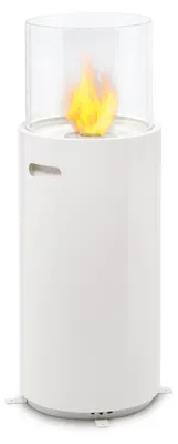 Produktbild von blumfeldt Fiamme Tamburo Ethanol Kamin - Kamin Ethanol mit bis zu 5 h Brenndauer, Edelstahlbrenner mit 0,8 Liter Volumen, verbrennt geruchsneutral und rückstandsfrei, Löschwerkzeug, weiß