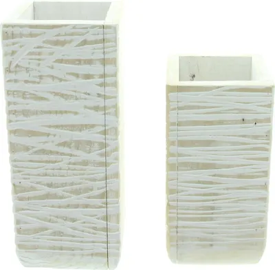 Produktbild von 2x Dekovase White Shabby recyceltes Holz 23+30cm