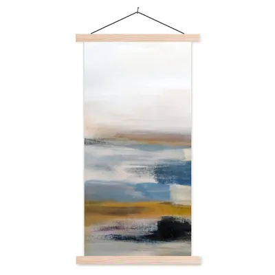 Produktbild von MuchoWow® Textilposter Ölgemälde - Abstrakt 60x120 cm mit holzfarbenen Rahmen - Holz