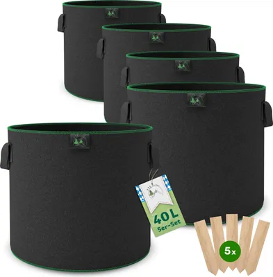 Produktbild von TTL GARDEN Pflanzsack 40L – 5er Set Stofftöpfe aus Filz & Vliesstoff