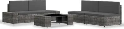 Produktbild von "Rabatt" 5-tlg. Garten-Lounge-Set - Wetterfestes Sitzgruppe - für 4 Personen - Poly Rattan Grau - Lounge-Dining set CC2446