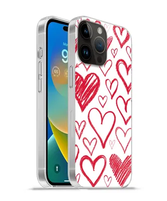Produktbild von MuchoWow® Handyhülle Schutzhülle Hülle für Apple iPhone 14 Pro Max Eine Illustration mit mehreren Herzen auf weißem Hintergrund Silikon Softcase Handy Hülle - Hardcover