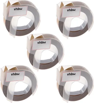 Produktbild von vhbw 5x 3D Prägeband-Schriftband-Kassette Ersatz für Dymo 0898140 für Etiketten-Drucker 3m x 9mm Weiß auf Gold