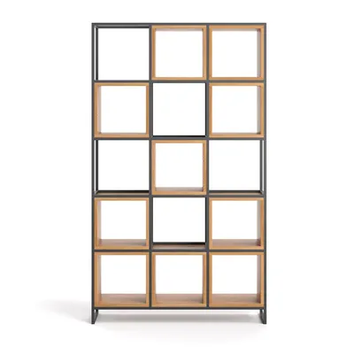 Produktbild von Frame-Bücherregal aus massivem Holz, Dreireihig, Massivholz, skandinavisch