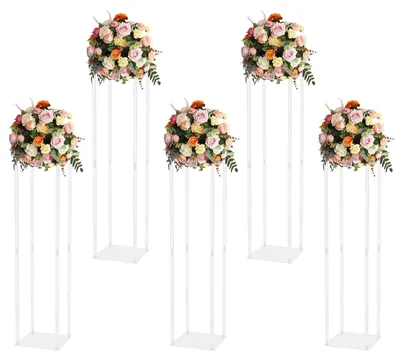 Produktbild von Hochzeitsblumenständer - Acrylvase in Säulenform - Blumenhalter - Blumenpräsentation - Elegante Dekoration - 1 Set