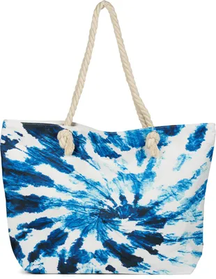 Produktbild von styleBREAKER XXL Strandtasche mit Batik Wirbel Muster | Damen Shopper mit Reißverschluss und Kordelhenkel | Badetasche im Boho Look | 56 x 38 x 17 cm
