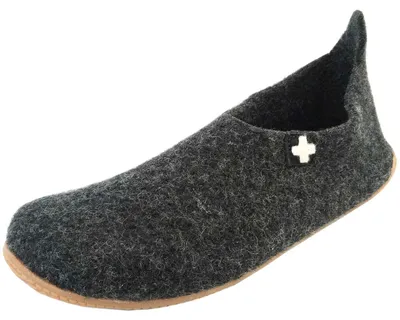 Produktbild von Living Kitzbühel Hahnenkamm Slipper Kreuz Uni Hausschuhe aus Schurwolle Anthrazit, 4048-0600 - Gr. 46
